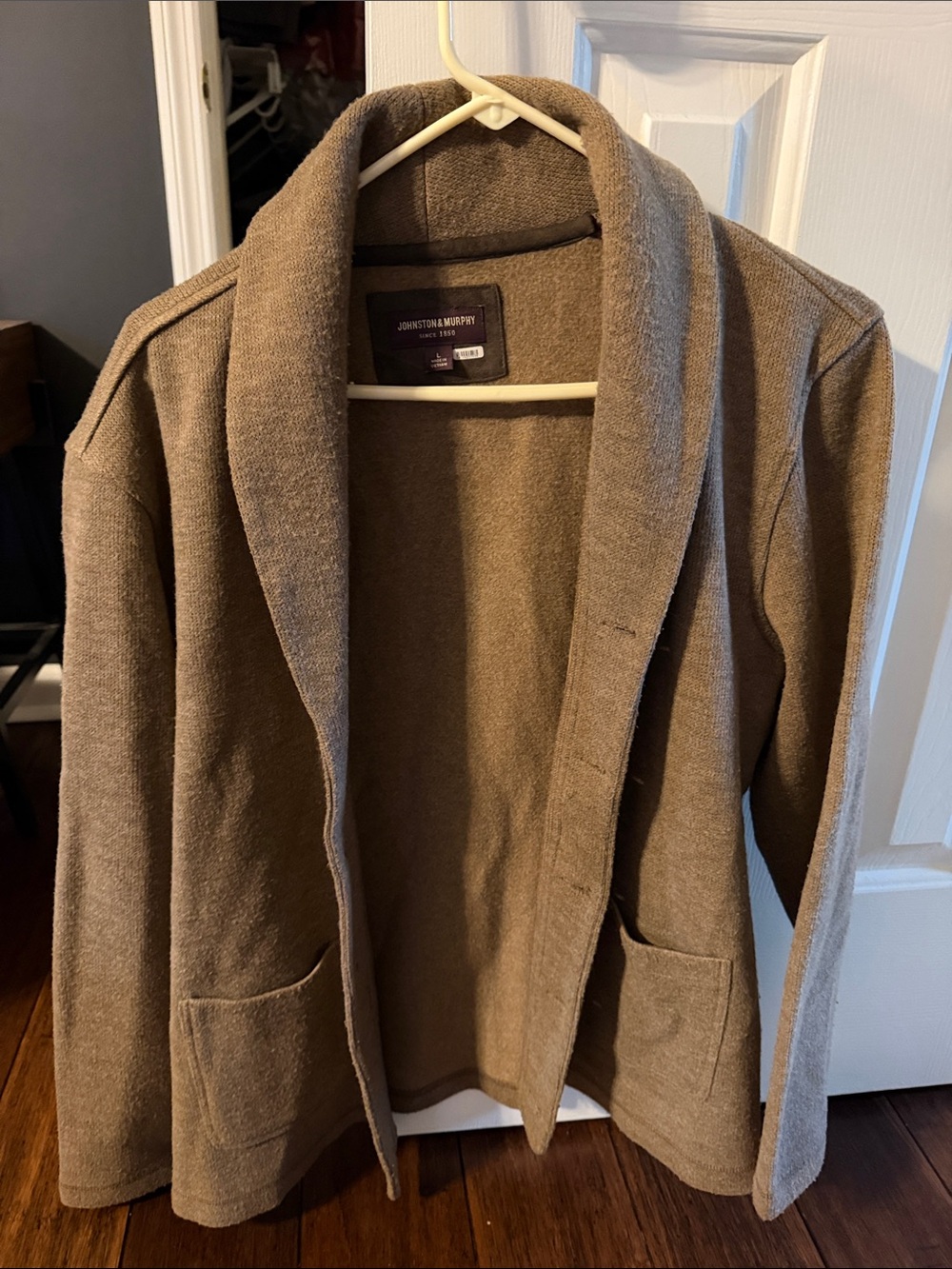 Johnston & Murphy Mens Collar Cardigan Jacket - Taupe